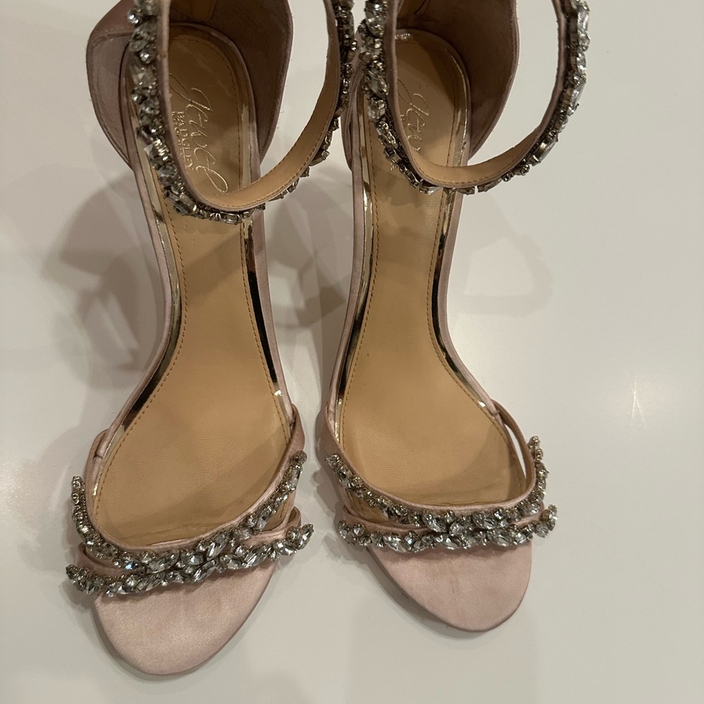 Elegant Badgley Mischka Champagne Bejeweled Women's Sandals